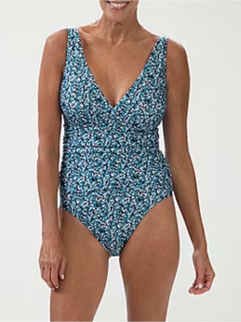 Dolfin Aquashape Tummy Control Blue V-Neck One-Piece Swimsuit Size 16